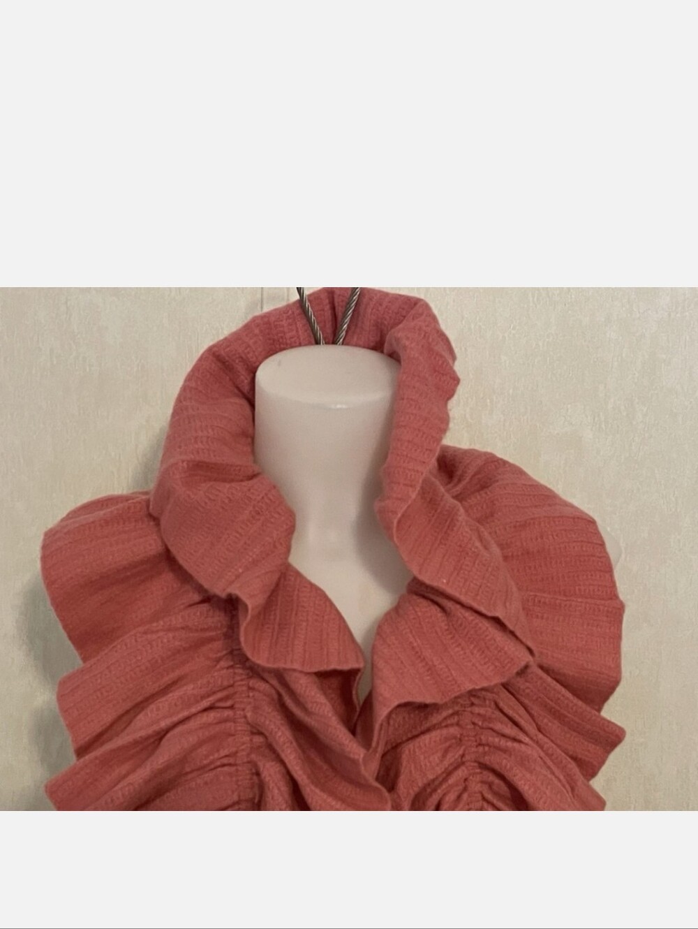 TALBOTS Rose Pink Ruffle Cashmere Wool Blended Scarf 🆕 - Picture 2 of 8